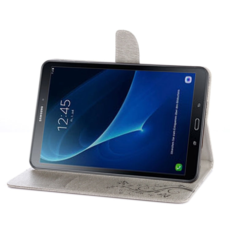 For Galaxy Tab A 10.1 (2016) / P580 Butterflies Love Flowers Embossing Horizontal Flip Leather Case with Holder & Card Slots & Wallet(Grey) by bashfashion