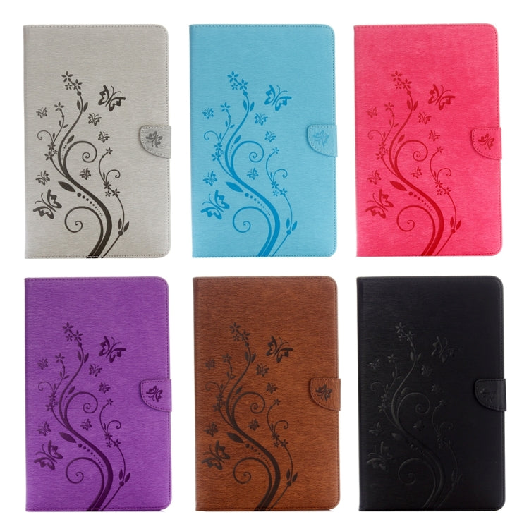 For Galaxy Tab A 10.1 (2016) / P580 Butterflies Love Flowers Embossing Horizontal Flip Leather Case with Holder & Card Slots & Wallet(Grey) by bashfashion