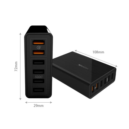 VEDFUN TurboCube D620 Six Ports Quick Charge 3.0 + SDDC Technology USB Charger, EU/US/UK Plug by VEDFUN