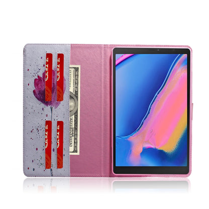 Purple Orchids Pattern Horizontal Flip Leather Case for Galaxy Tab A 8 (2019) / P200 / P205, with Holder & Card Slot & Wallet by bashfashion