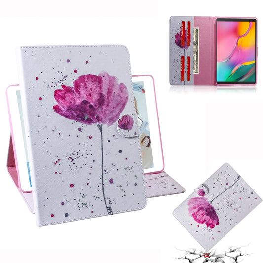 Purple Orchids Pattern Horizontal Flip Leather Case for Galaxy Tab A 10.1 (2019) T510 / T515, with Holder & Card Slot & Wallet by bashfashion
