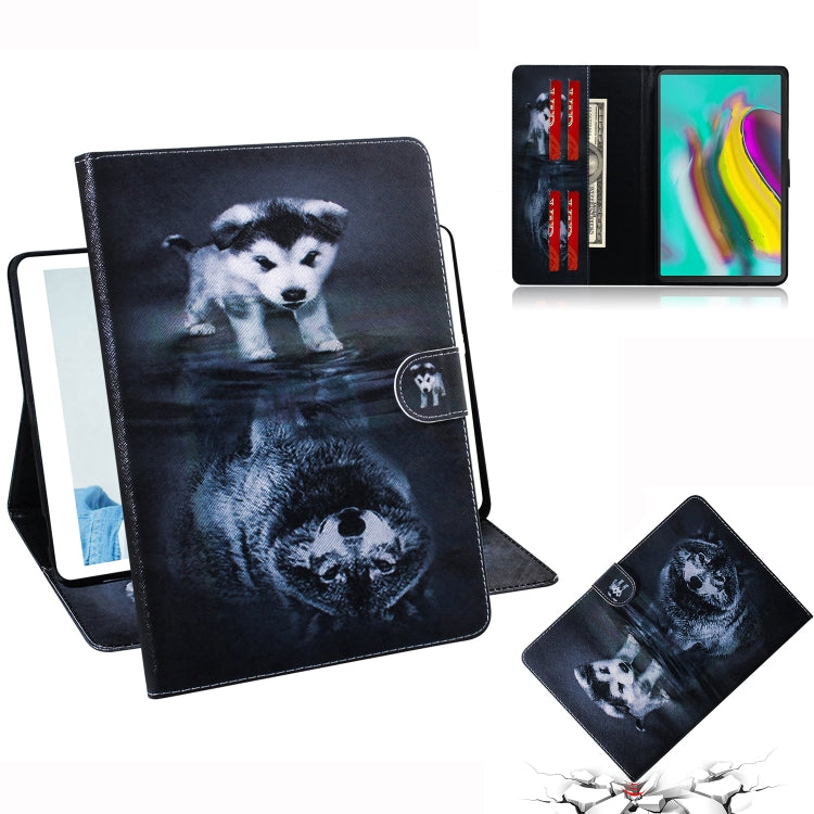 Wolf and Dog Pattern Horizontal Flip Leather Case for Galaxy Tab S5E T720 / T725, with Holder & Card Slot & Wallet by bashfashion
