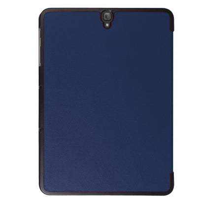 For Galaxy Tab S3 9.7 inch T820 / T825 Custer Texture Horizontal Flip Leather Case with 3-folding Holder(Dark Blue) by bashfashion