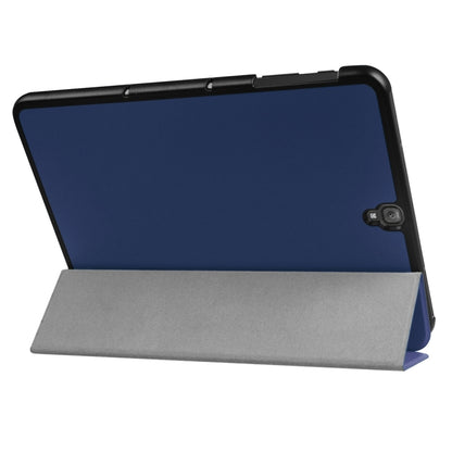 For Galaxy Tab S3 9.7 inch T820 / T825 Custer Texture Horizontal Flip Leather Case with 3-folding Holder(Dark Blue) by bashfashion