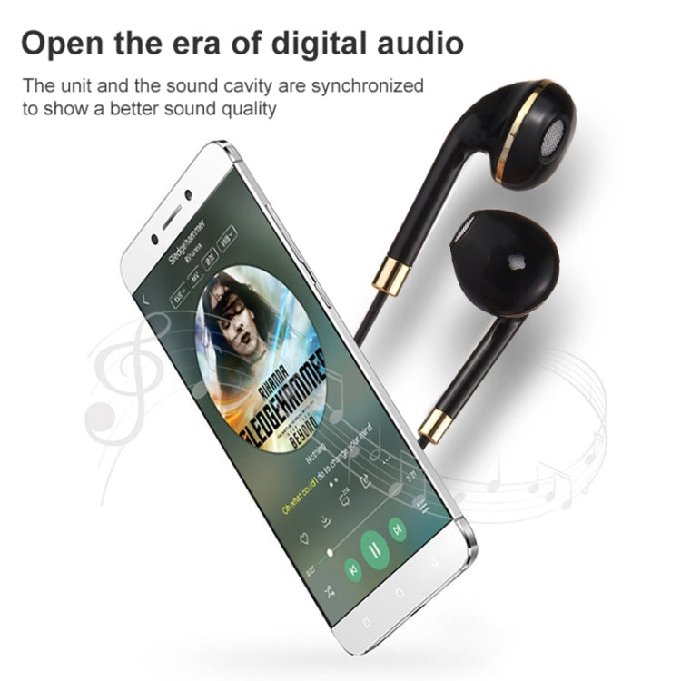 Black Wire Body 3.5mm In-Ear Earphone with Line Control & Mic for iPhone, Galaxy, Huawei, Xiaomi, LG, HTC and Other Smart Phones(Gold) by bashfashion