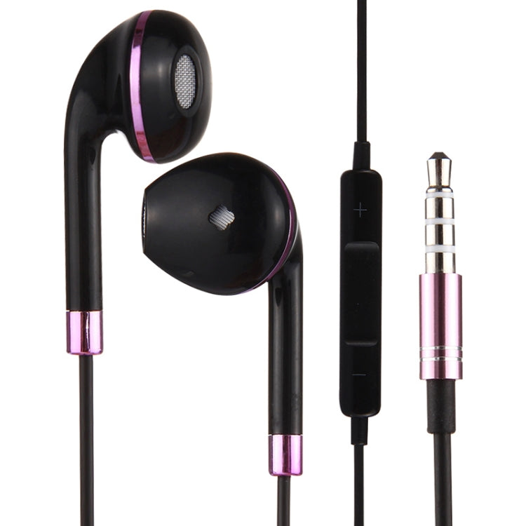 Black Wire Body 3.5mm In-Ear Earphone with Line Control & Mic for iPhone, Galaxy, Huawei, Xiaomi, LG, HTC and Other Smart Phones(Purple) by bashfashion