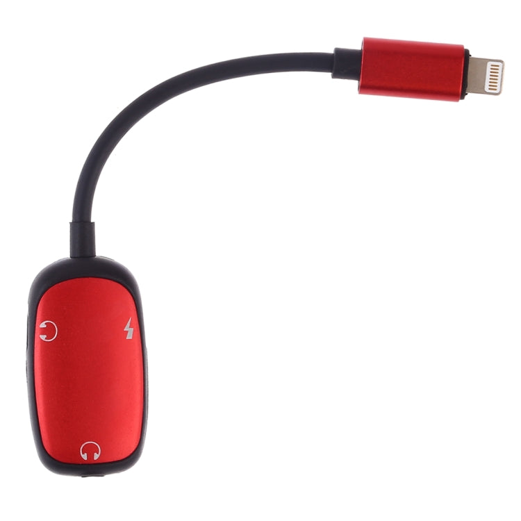 8 Pin to 8 Pin Charging Interface + 8 Pin Earphone Interface + 3.5mm Audio Interface Earphone Adapter(Red) by bashfashion