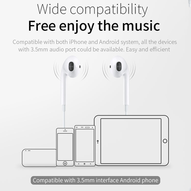 JOYROOM JR-EP1 1.2m 3.5mm Plug Wire Control In-Ear Earphone(White) by JOYROOM