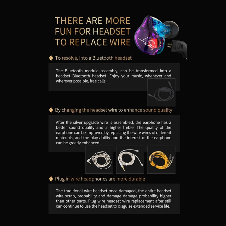 KZ ZST 1.2m 3.5mm Hanging Ear In-Ear Style Wire Control Earphone, For iPhone, iPad, Galaxy, Huawei, Xiaomi, LG, HTC and Other Smart by KZ