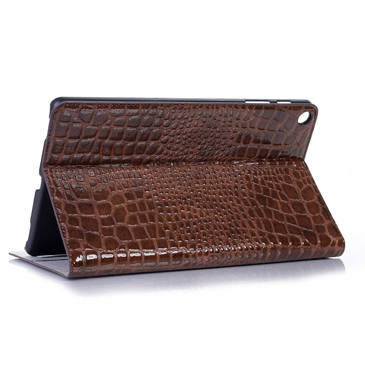 Crocodile Texture Horizontal Flip Leather Case for Galaxy Tab A 10.1 (2019) T510 / T515, with Holder & Card Slots & Wallet(Brown) by bashfashion
