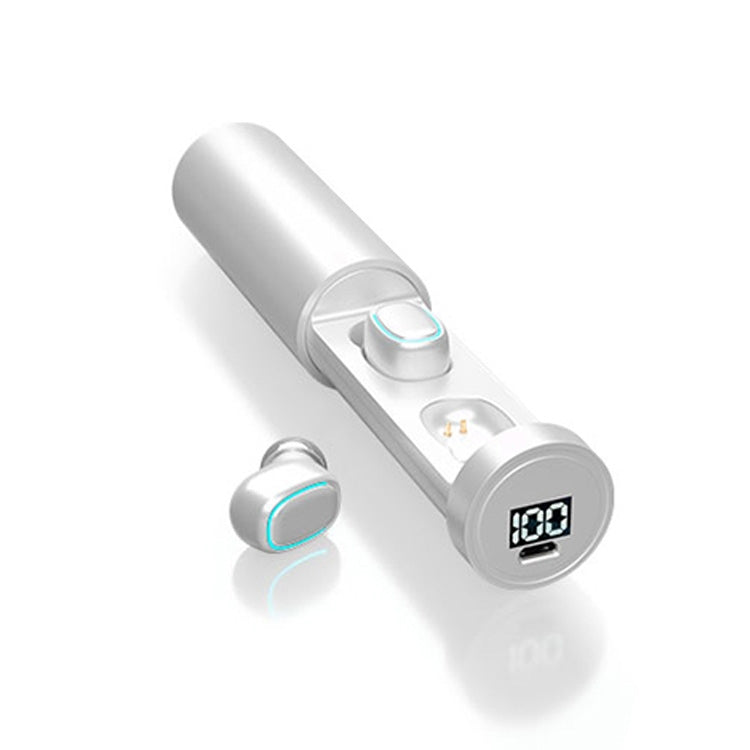 C1 Bluetooth 5.0 TWS Circular Chimney Touch Digital Display True Wireless Bluetooth Earphone with Charging Box(White) by bashfashion