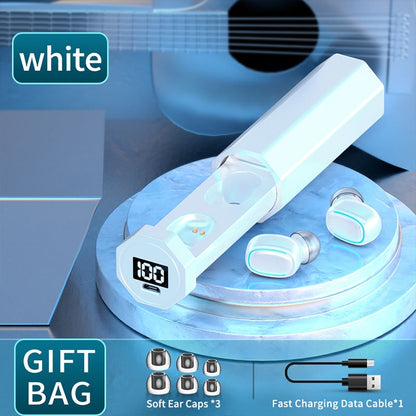 C1 Bluetooth 5.0 TWS Polygonal Touch Digital Display True Wireless Bluetooth Earphone with Charging Box(White) by bashfashion