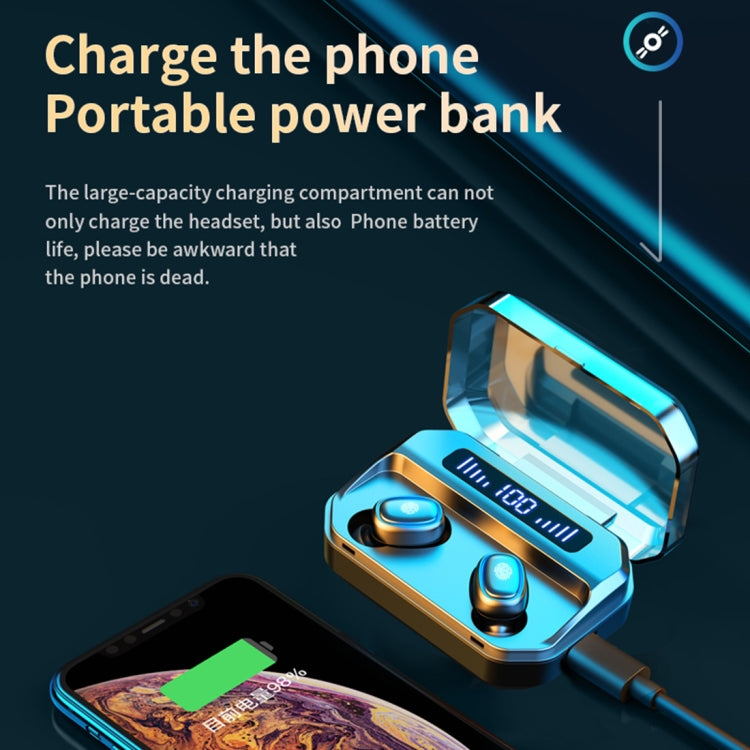 M8 Bluetooth 5.0 TWS Touch Digital Display True Wireless Bluetooth Earphone with Charging Box(Black) by bashfashion