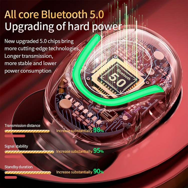 T2 Bluetooth 5.0 TWS Touch Digital Display True Wireless Bluetooth Earphone with Charging Box(Black) by bashfashion