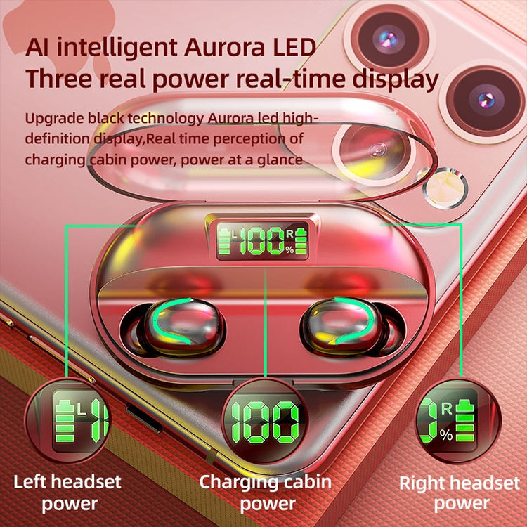 T2 Bluetooth 5.0 TWS Touch Digital Display True Wireless Bluetooth Earphone with Charging Box(Black) by bashfashion