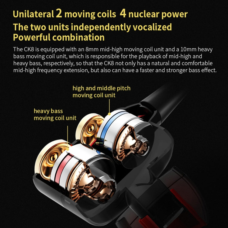 QKZ CK8 HiFi In-ear Four Unit Sports Music Headphones (Black) by QKZ