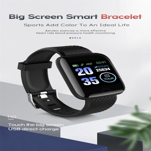 116plus 1.3 inch Color Screen Smart Bracelet IP67 Waterproof, Support Call Reminder/ Heart Rate Monitoring /Blood Pressure Monitoring/ Sleep Monitoring/Excessive Sitting Reminder/Blood Oxygen Monitoring(Black) by bashfashion