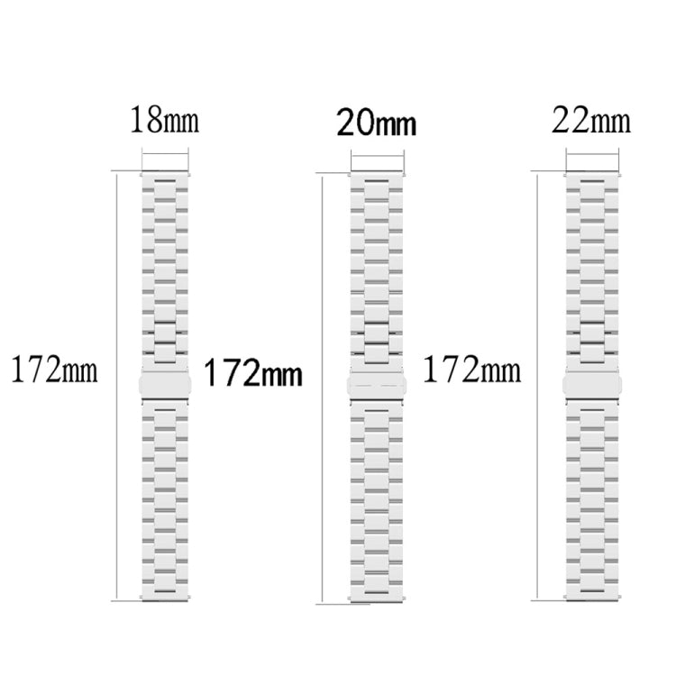 For Huawei GT2/GT/Samsung Galaxy Watch 46mm R800/Samsung Gear S3 22mm 3-Beads Stainless Steel Watch Band(Black) by bashfashion