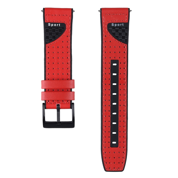 22mm For Huawei Watch GT2e / GT2 46mm Silicone Skin Carbon Fiber Watch Band(Red) by bashfashion