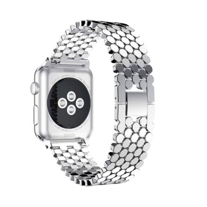For Apple Watch Series 7 45mm / 6 & SE & 5 & 4 44mm / 3 & 2 & 1 42mm Honeycomb Stainless Steel Watch Band Strap(Silver) by bashfashion