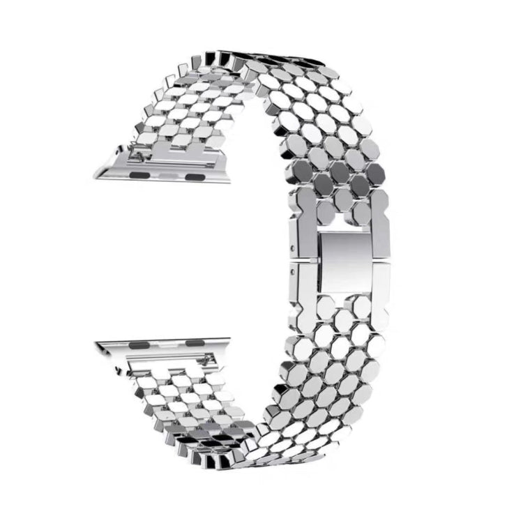 For Apple Watch Series 7 45mm / 6 & SE & 5 & 4 44mm / 3 & 2 & 1 42mm Honeycomb Stainless Steel Watch Band Strap(Silver) by bashfashion