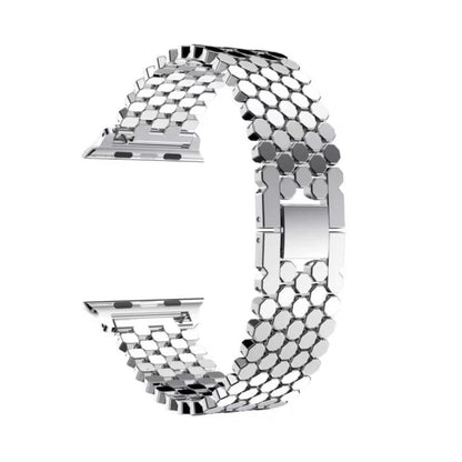 For Apple Watch Series 7 45mm / 6 & SE & 5 & 4 44mm / 3 & 2 & 1 42mm Honeycomb Stainless Steel Watch Band Strap(Silver) by bashfashion