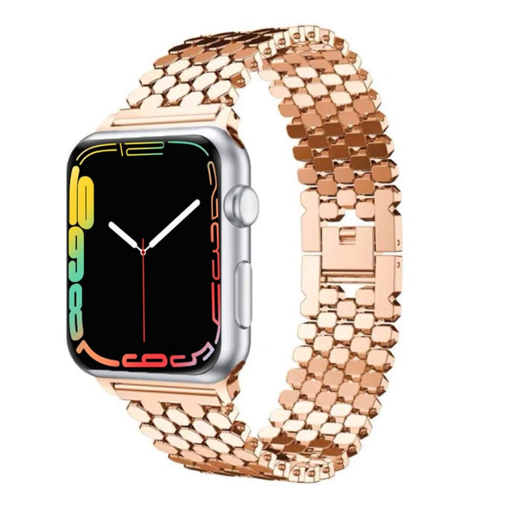 For Apple Watch Series 7 45mm / 6 & SE & 5 & 4 44mm / 3 & 2 & 1 42mm Honeycomb Stainless Steel Watch Band Strap(Rose Gold) by bashfashion
