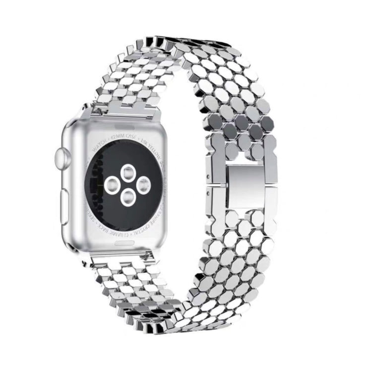 For Apple Watch Series 7 41mm / 6 & SE & 5 & 4 40mm / 3 & 2 & 1 38mm Honeycomb Stainless Steel Strap(silver) by bashfashion