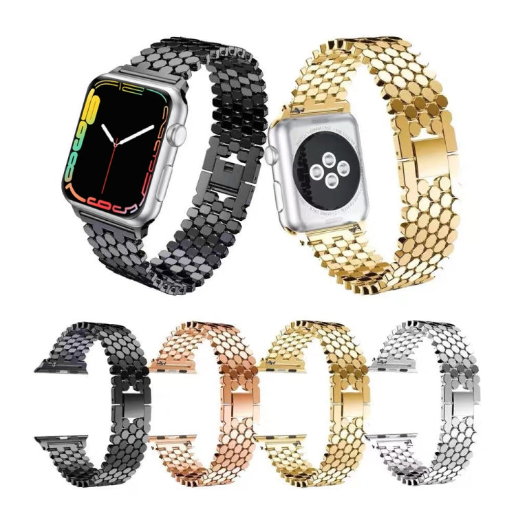 For Apple Watch Series 7 41mm / 6 & SE & 5 & 4 40mm / 3 & 2 & 1 38mm Honeycomb Stainless Steel Strap(silver) by bashfashion