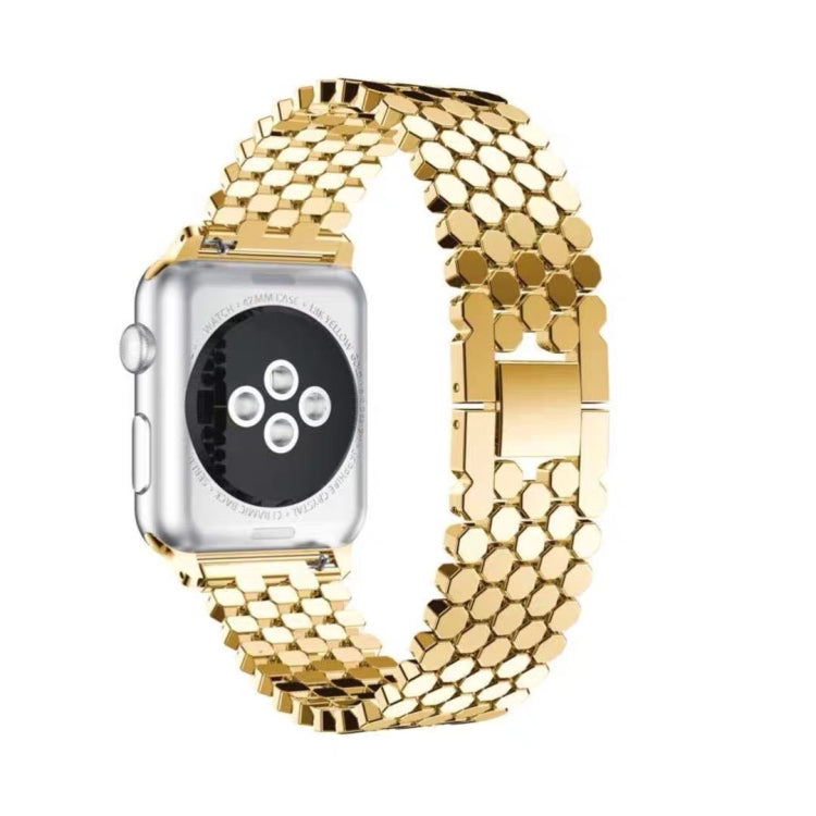For Apple Watch Series 7 41mm / 6 & SE & 5 & 4 40mm / 3 & 2 & 1 38mm Honeycomb Stainless Steel Strap(golden) by bashfashion