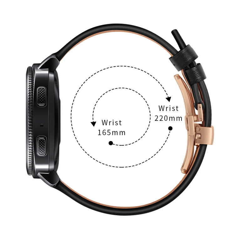 22mm For Huawei Watch GT2e / GT2 46mm Leather Butterfly Buckle Strap Rose Gold Buckle(Black) by bashfashion