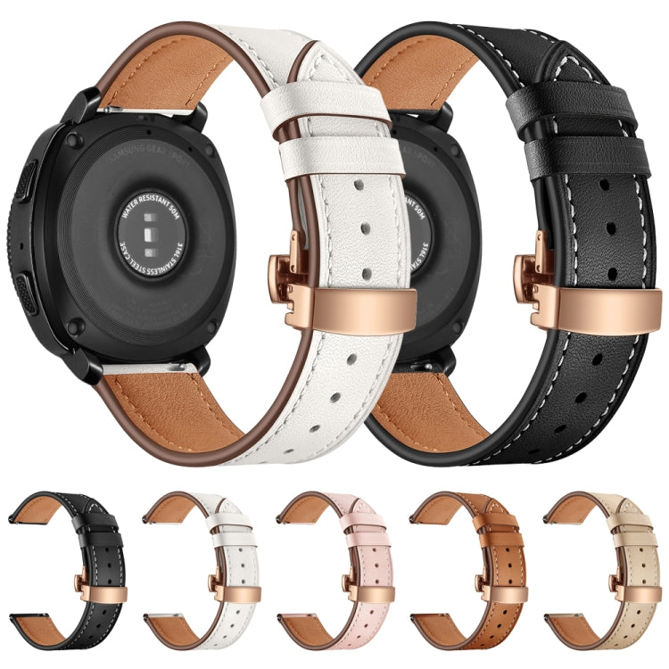 22mm For Huawei Watch GT2e / GT2 46mm Leather Butterfly Buckle Strap Rose Gold Buckle(Black) by bashfashion