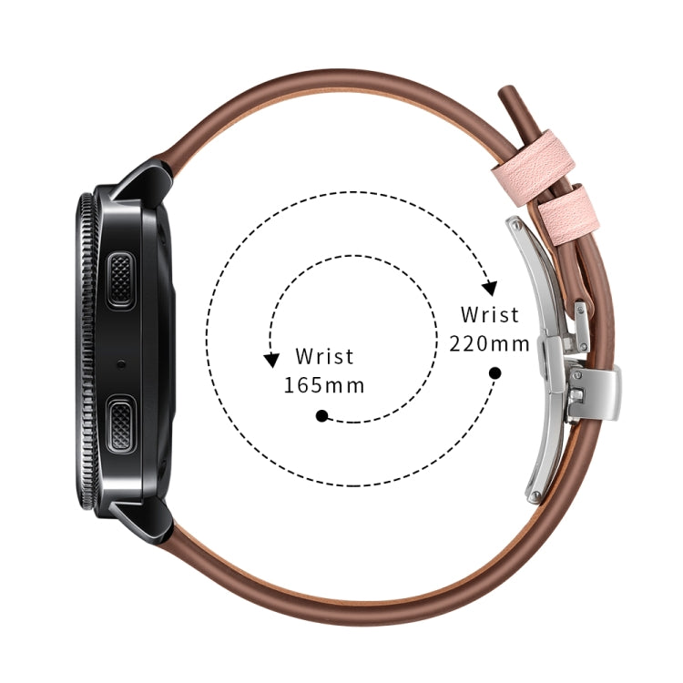 22mm For Huawei Watch GT2e / GT2 46mm Leather Butterfly Buckle Strap Silver Buckle(Pink) by bashfashion