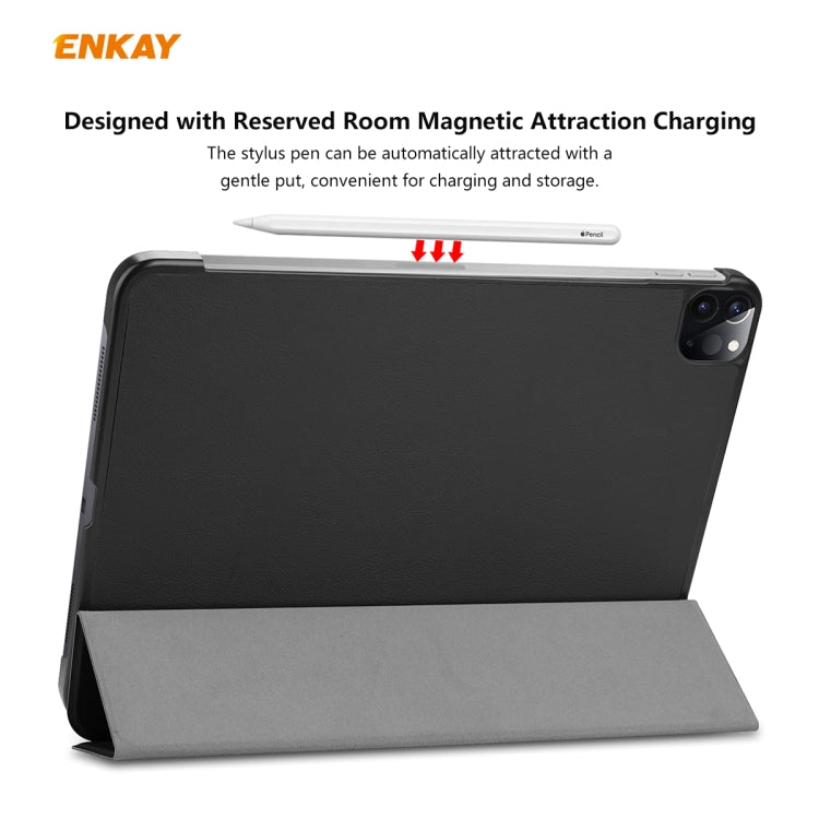 For iPad Pro 11 2022 / 2020 / 2021 ENKAY ENK-8001 Denim Pattern Horizontal Flip Leather Smart Tablet Case with Holder(Black) by ENKAY