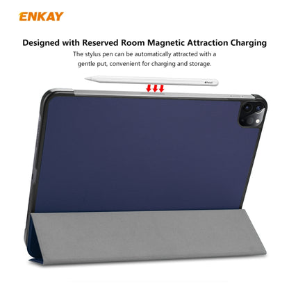 For iPad Pro 11 2022 / 2020 / 2021 ENKAY ENK-8001 Denim Pattern Horizontal Flip Leather Smart Tablet Case with Holder(Dark Blue) by ENKAY