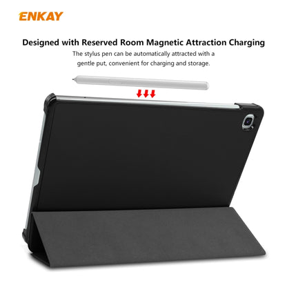For Samsung Galaxy Tab S6 Lite P610 / P615 / Tab S6 Lite 2022 / P613 / P619 ENKAY 3-Fold Plastic Leather Smart Tablet Case(Black) by ENKAY