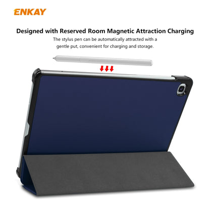 For Samsung Galaxy Tab S6 Lite P610 / P615 / Tab S6 Lite 2022 / P613 / P619 ENKAY 3-Fold Plastic Leather Smart Tablet Case(Dark Blue) by ENKAY