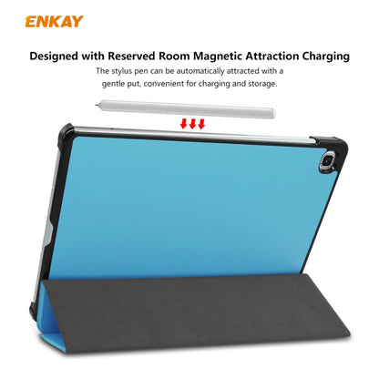 For Samsung Galaxy Tab S6 Lite P610 / P615 / Tab S6 Lite 2022 / P613 / P619 ENKAY 3-Fold Plastic Leather Smart Tablet Case(Light Blue) by ENKAY