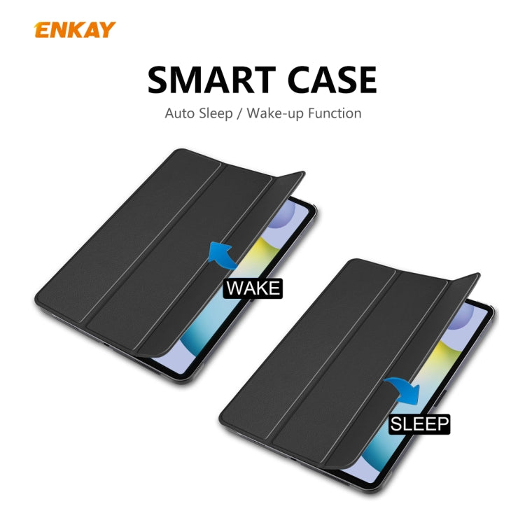 For Samsung Galaxy Tab S6 Lite P610 / P615 / Tab S6 Lite 2022 / P613 / P619 ENKAY 3-Fold Plastic Leather Smart Tablet Case(Grey) by ENKAY
