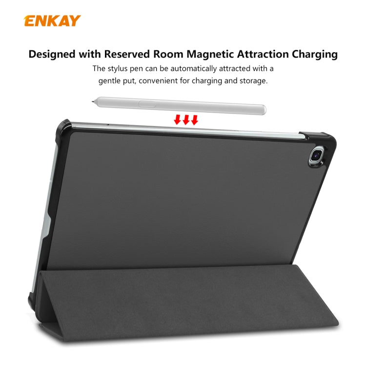 For Samsung Galaxy Tab S6 Lite P610 / P615 / Tab S6 Lite 2022 / P613 / P619 ENKAY 3-Fold Plastic Leather Smart Tablet Case(Grey) by ENKAY