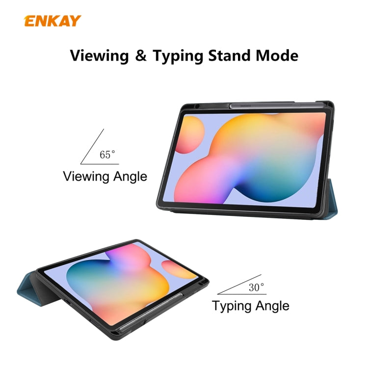 For Samsung Galaxy Tab S6 Lite P610 / P615 / Tab S6 Lite 2022 / P613 / P619 ENKAY Leather Smart Tablet Case with Pen Slot(Black) by ENKAY