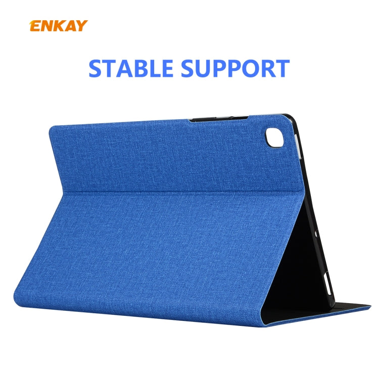 For Samsung Galaxy Tab S6 Lite P610 / P615 / Tab S6 Lite 2022 / P613 / P619 ENKAY Coarse Cloth Leather Smart Tablet Case(Blue) by ENKAY