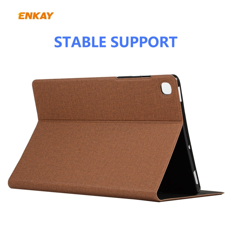 For Samsung Galaxy Tab S6 Lite P610 / P615 / Tab S6 Lite 2022 / P613 / P619 ENKAY Coarse Cloth Leather Smart Tablet Case(Brown) by ENKAY