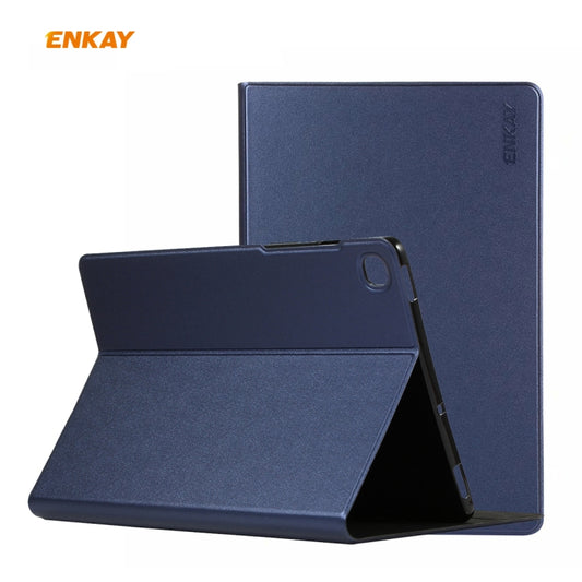 For Samsung Galaxy Tab S6 Lite P610 / P615 / Tab S6 Lite 2022 / P613 / P619 ENKAY Elastic Leather Tablet Case with Holder(Dark Blue) by ENKAY