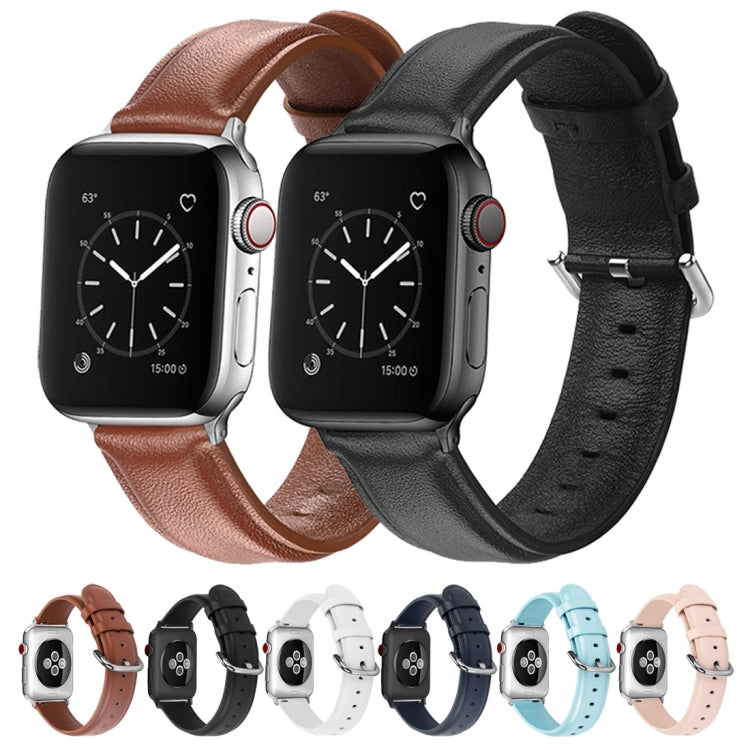 For Apple Watch Series 5 & 4 44mm 3 & 2 & 1 42mm Round Hole Leather Strap(Midnight blue) by bashfashion