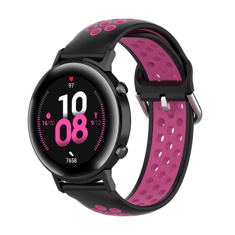 22mm For Huawei Watch GT2e/GT/GT2 46MM Fashion Inner Buckle Silicone Watch Band(Black rose) by bashfashion