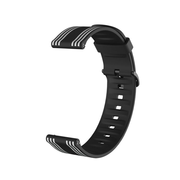 22mm For Huawei Watch GT2e / GT / GT2 46MM Striped Silicone Watch Band(Black White) by bashfashion