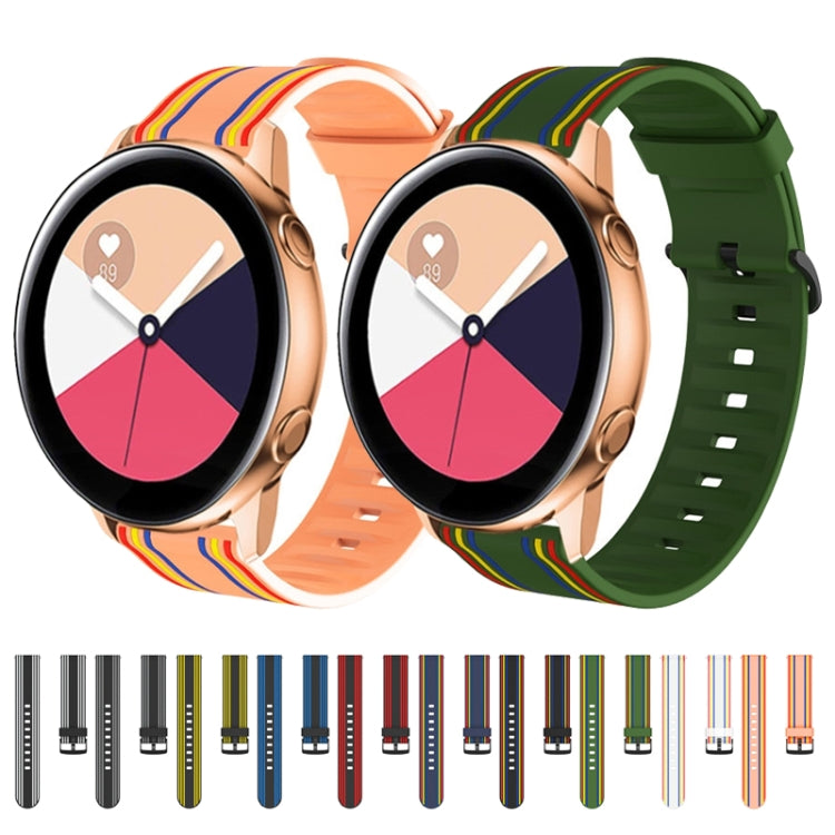 22mm For Huawei Watch GT2e / GT / GT2 46MM Striped Silicone Watch Band(Black White) by bashfashion