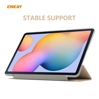 For Samsung Galaxy Tab S6 Lite P610 / P615 / Tab S6 Lite 2022 / P613 / P619 ENKAY 3-Fold Silk Texture Leather Smart Tablet Case(Gold) by ENKAY