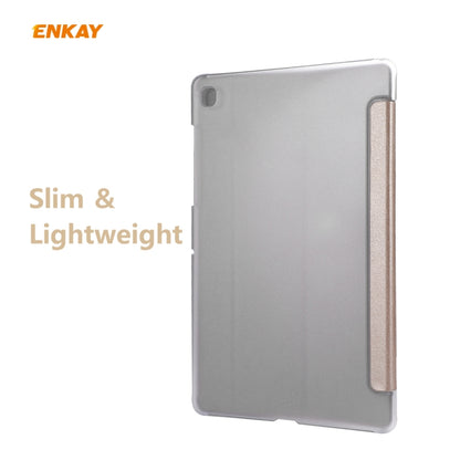 For Samsung Galaxy Tab S6 Lite P610 / P615 / Tab S6 Lite 2022 / P613 / P619 ENKAY 3-Fold Silk Texture Leather Smart Tablet Case(Gold) by ENKAY